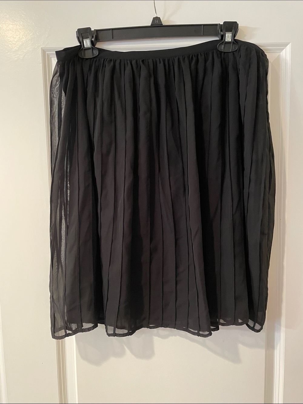Calvin Klein Black Sheer Pleated Skirt